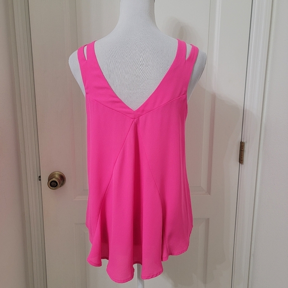 Flying Tomato Size S Bright Hot Pink Split Strap A-Line Tank / Sleeveless Blouse - Picture 3 of 10